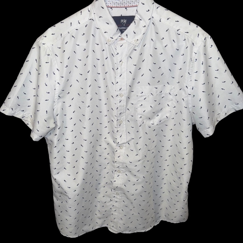 Tropical Collection Shark Short Sleeve Button Up - Picture 1 of 1